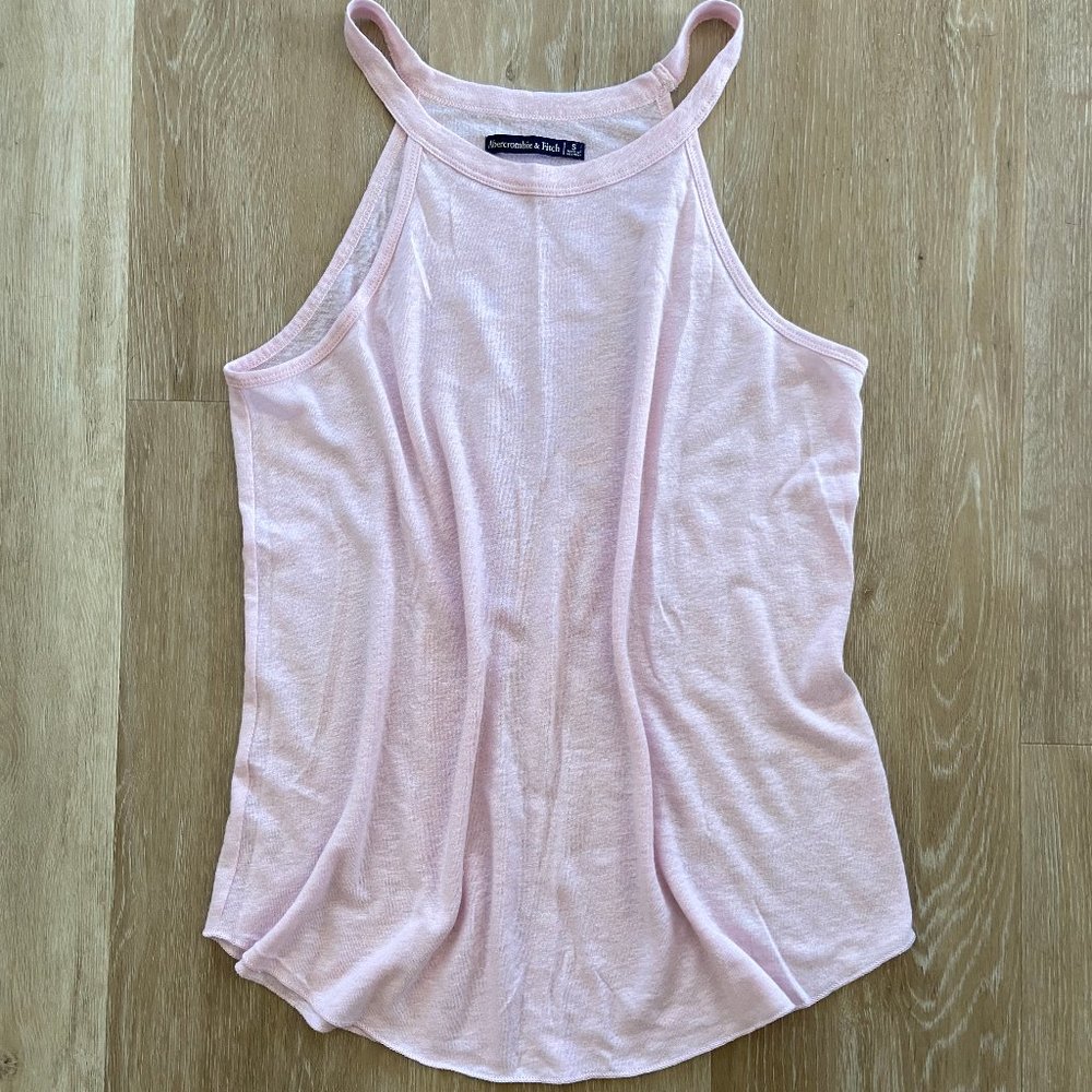 Abercrombie & Fitch, A&F, Lightweight High Neck Tank Top, Light Pink, NWOT